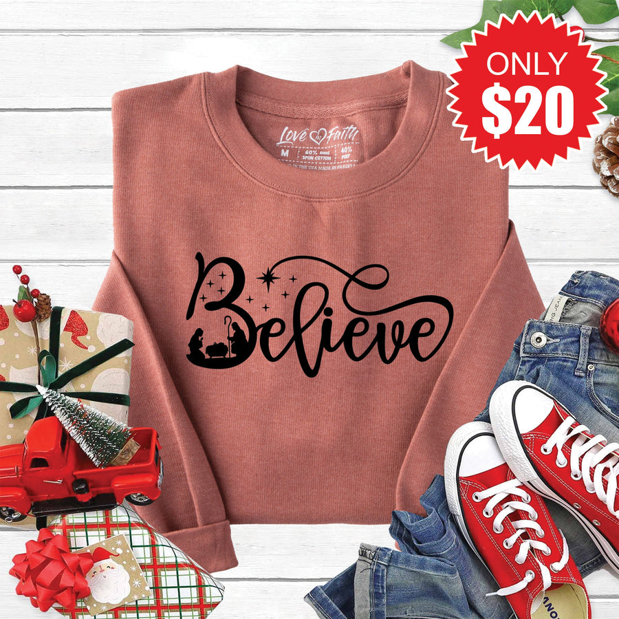 Believe Sweatshirt - Heather Chestnut - 20 product image 1