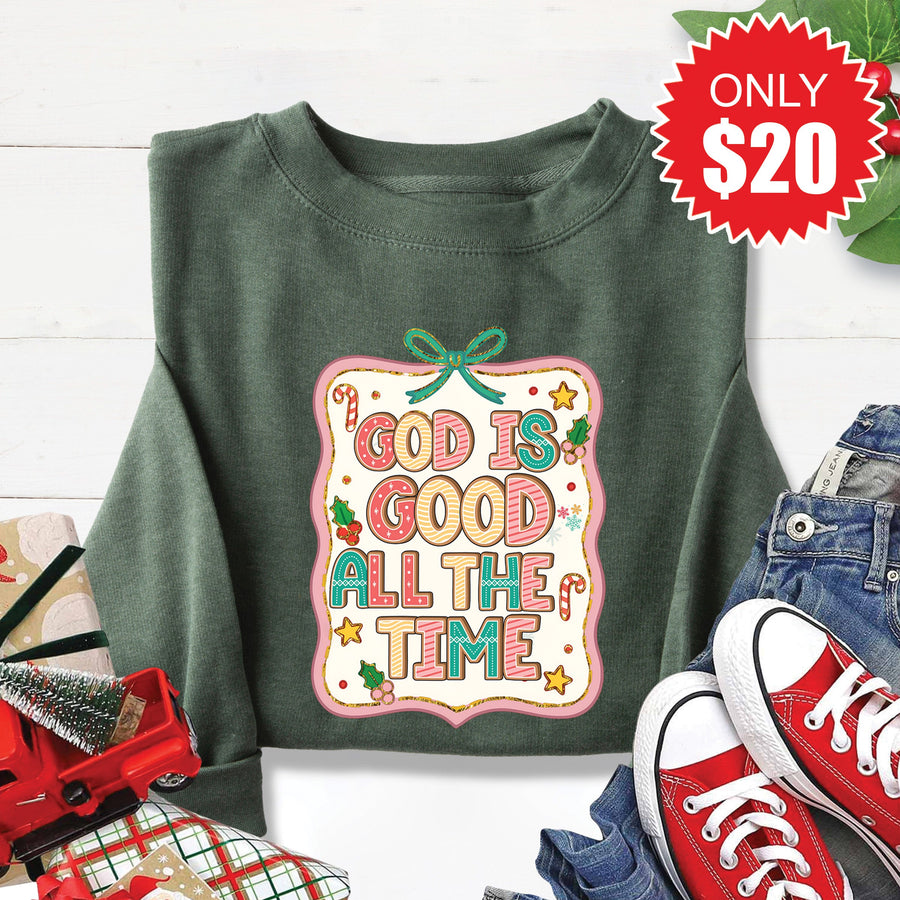 God Is Good Sweatshirt - Heather Forest - 20 product image 1
