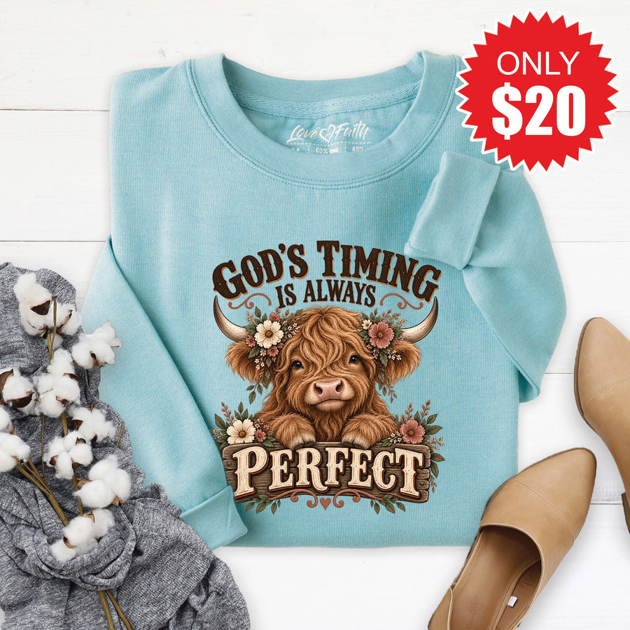 God's Timing Sweatshirt - Heather Lagoon - 20 product image 1