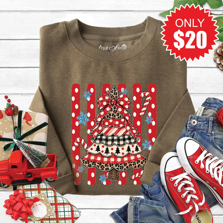 Christmas Tree Sweatshirt - Heather Olive - 20 product image 1