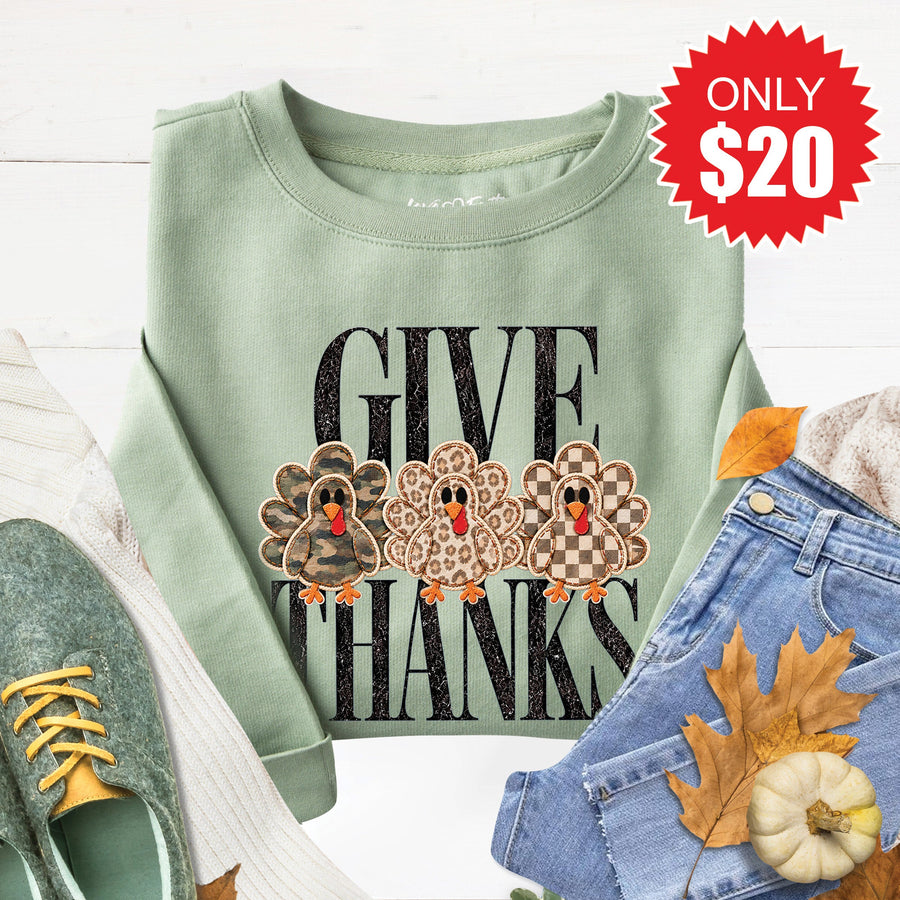 Give Thanks Sweatshirt - Heather Sage - 20 product image 1