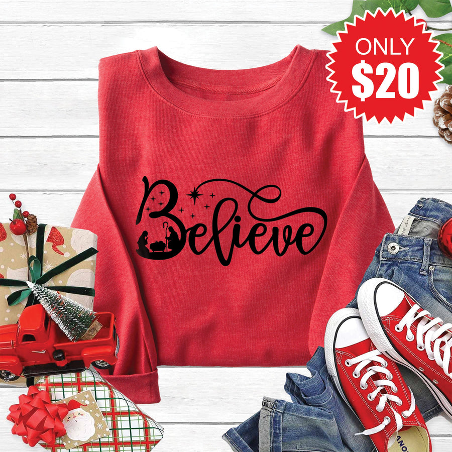 Believe Sweatshirt - Heather Scarlet - 20 product image 1