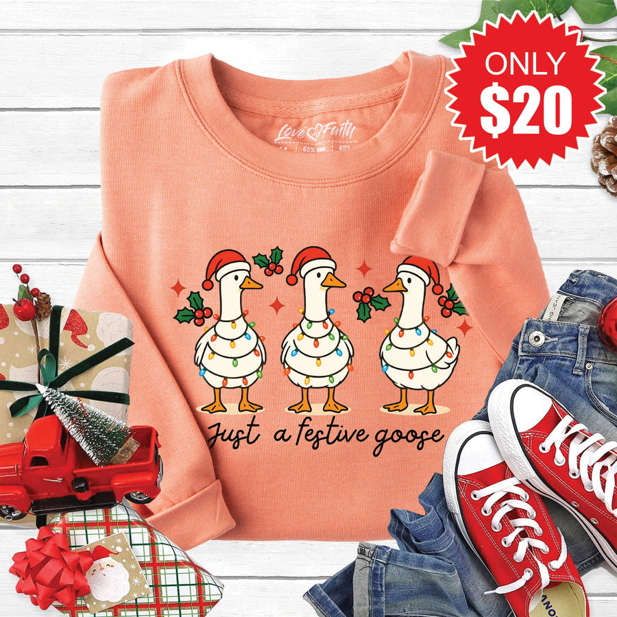 Festive Goose Sweatshirt - Heather Terracotta - 20 product image 1