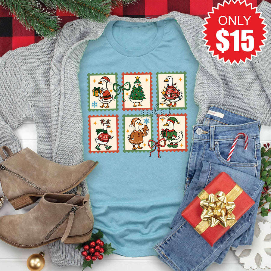 Geese Stamps Tee - Heather Lagoon - 15 product image 1