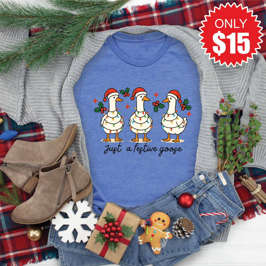 Festive Goose Tee - Heather Royal Blue - 15 product image 1