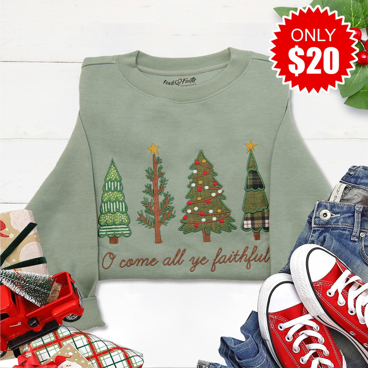 Embellished O Come All Ye Faithful Sweatshirt - Heather product image 1