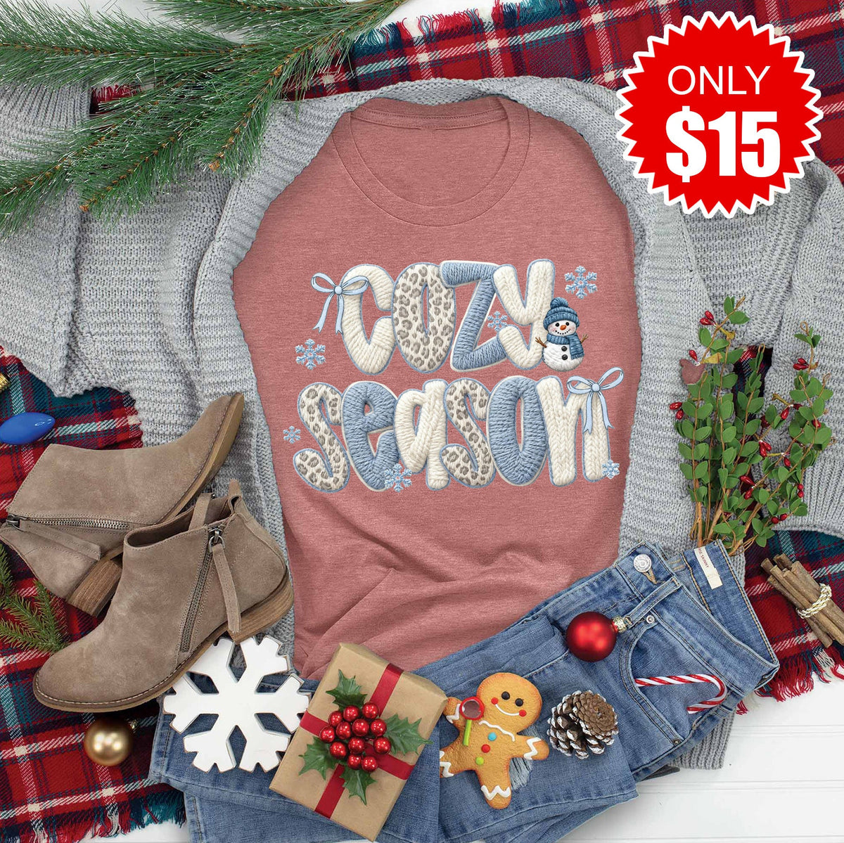 Cozy Season Yarn Tee - Heather Mauve - 15 product image 1