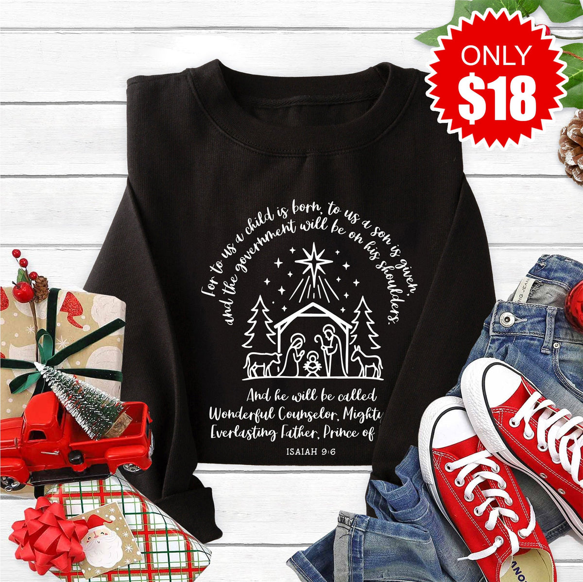 Isaiah 9:6 Sweatshirt - Black - 18 product image 1