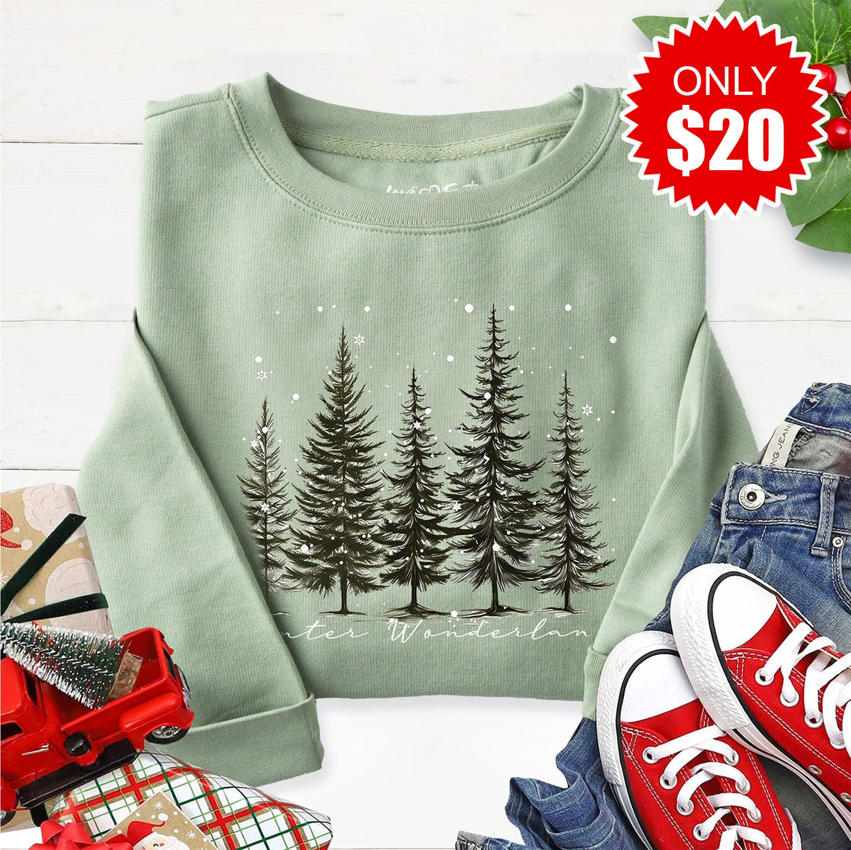 Winter Wonderland Sweatshirt - Heather Sage - 20 product image 1