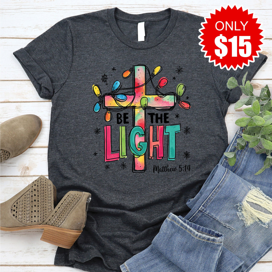 Be the Light Cross Tee - Heather Charcoal - 15 product image 1