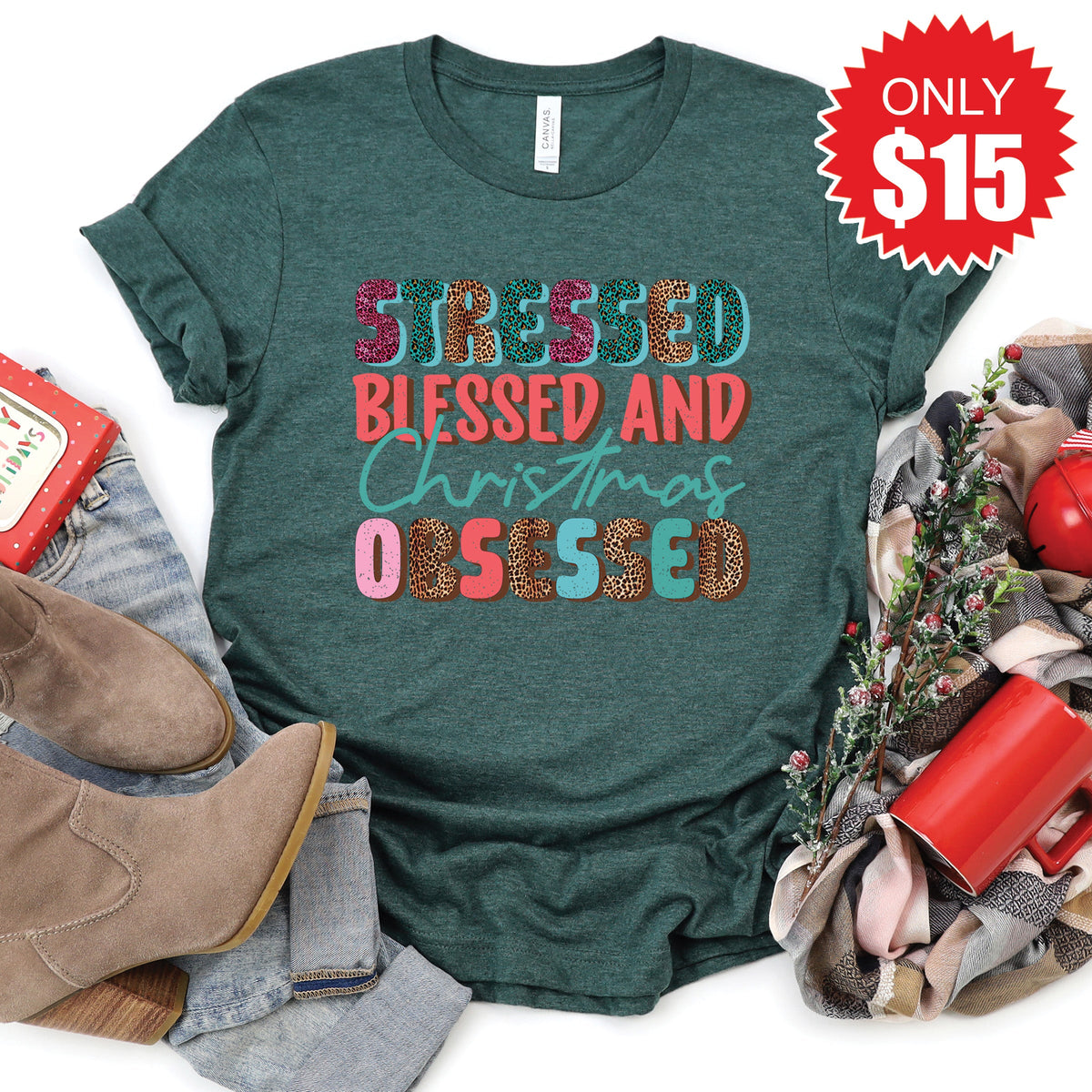 Christmas Obsessed Tee - Heather Forest - 15 product image 1