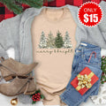 Merry & Bright Trees Tee - Heather Sand - 15 product image 1