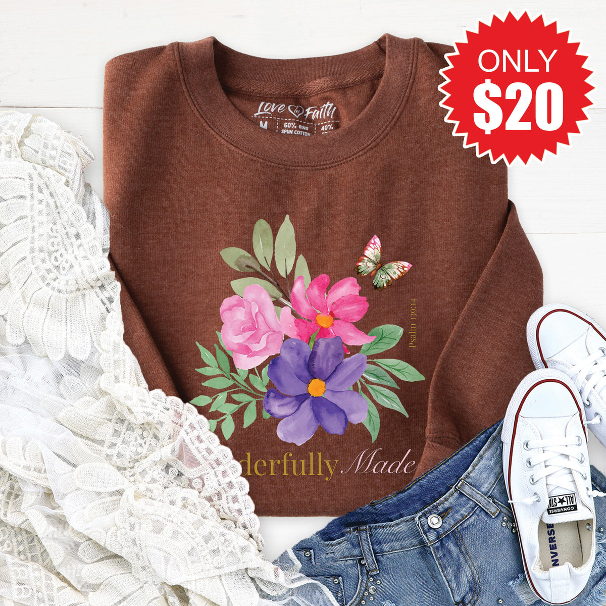 Wonderfully Made Sweatshirt - Heather Brown - 20 product image 1
