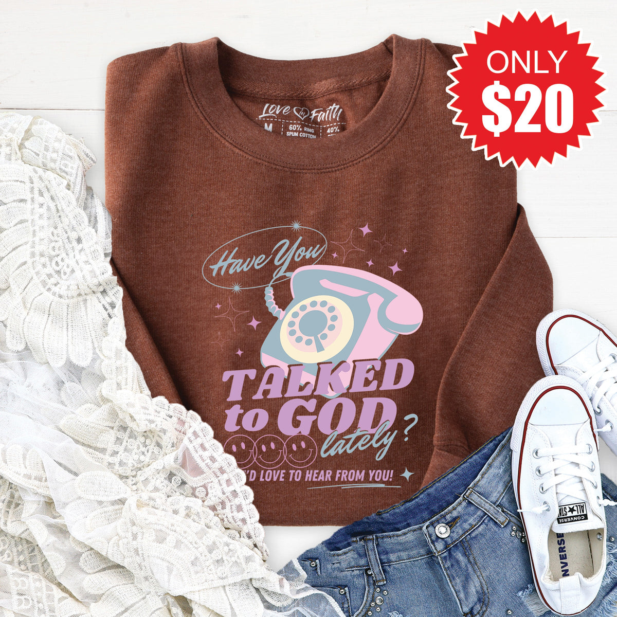 Talked To God Sweatshirt - Heather Brown - 20 product image 1
