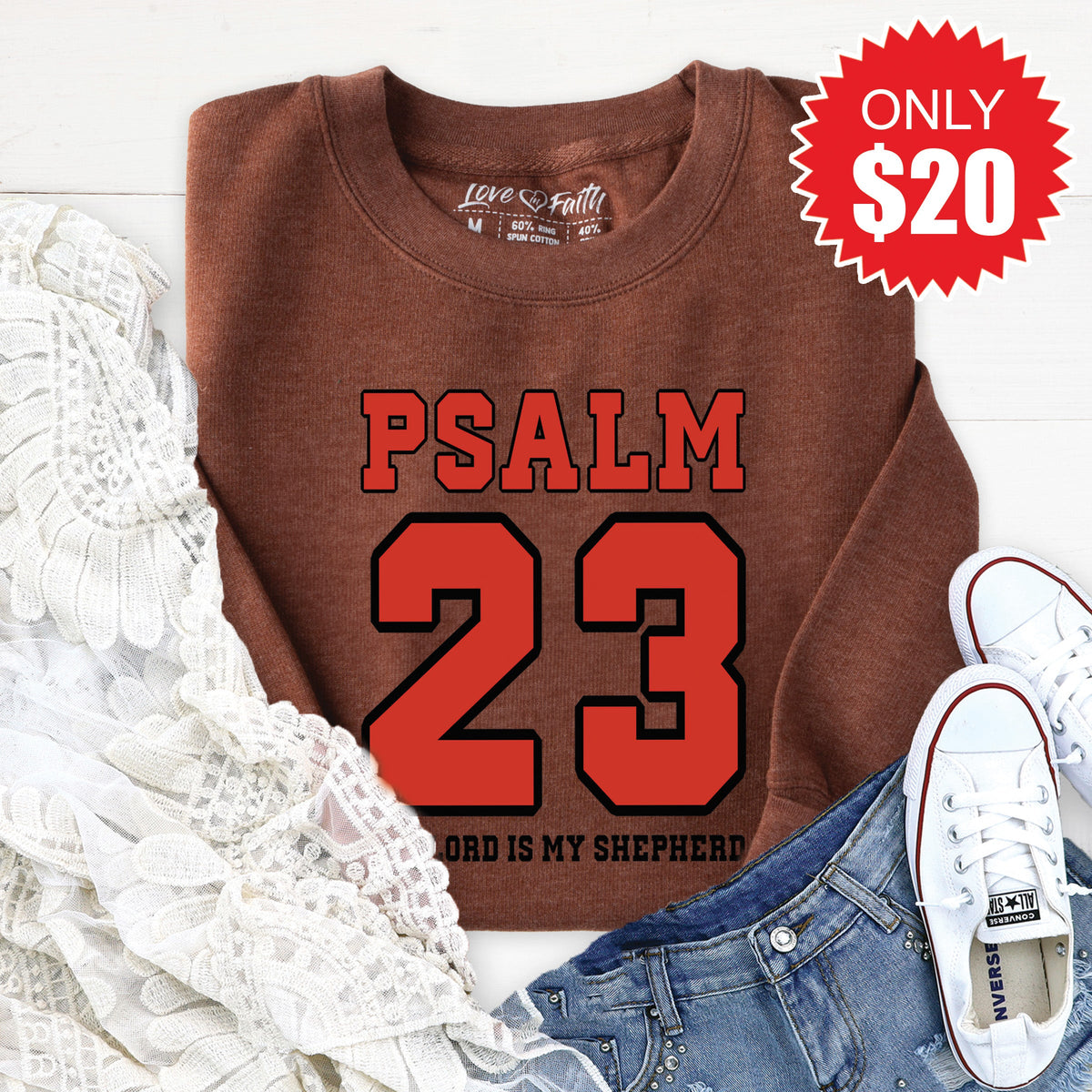 Psalm 23 Sweatshirt - Heather Brown - 20 product image 1