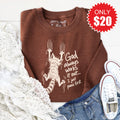 God Always Works It Out Sweatshirt - Heather Brown - 20 product image 1