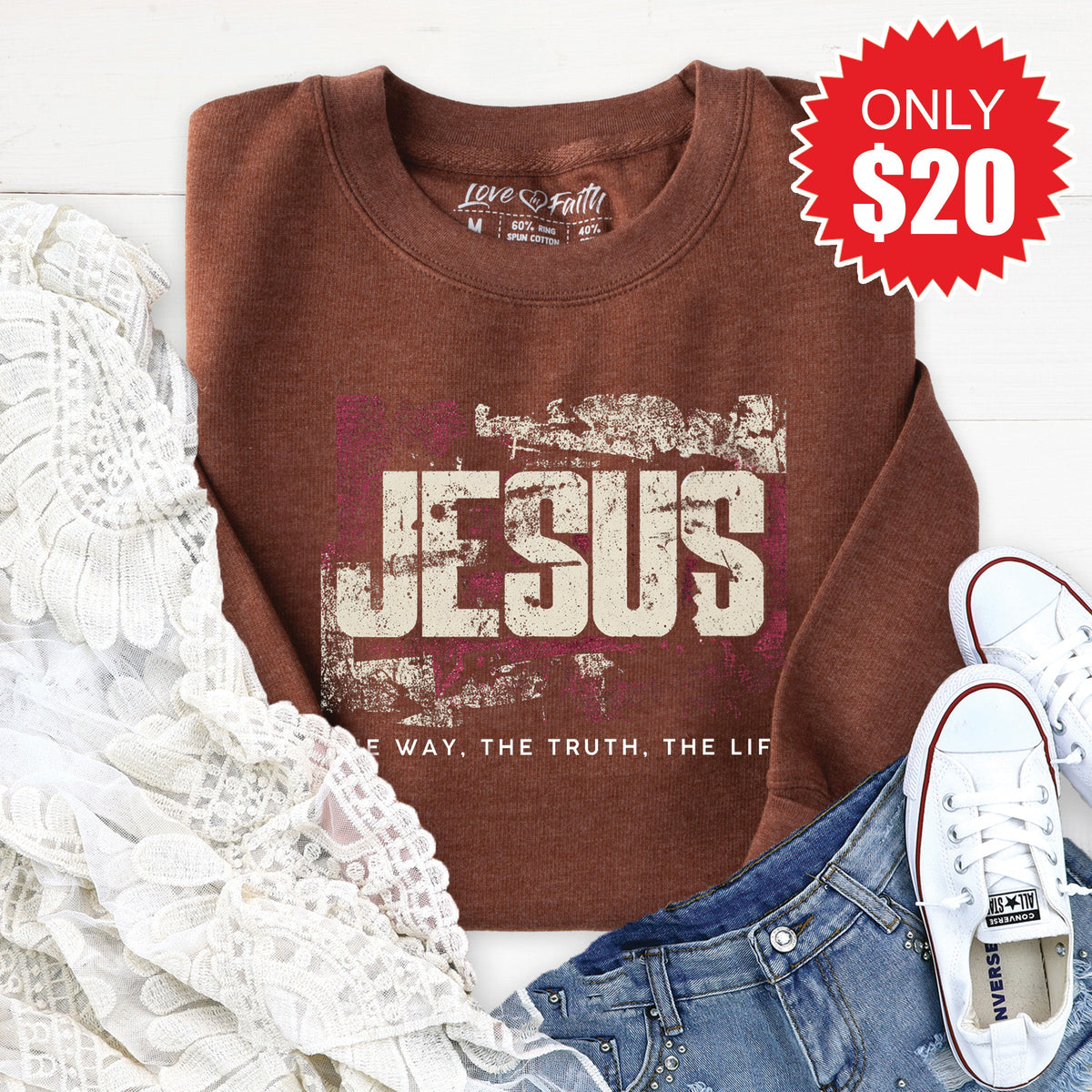 Jesus Sweatshirt - Heather Brown - 20 product image 1