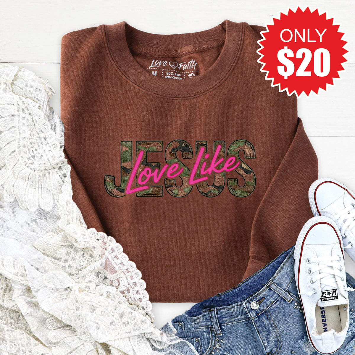 Love Like Jesus Sweatshirt - Heather Brown - 20 product image 1