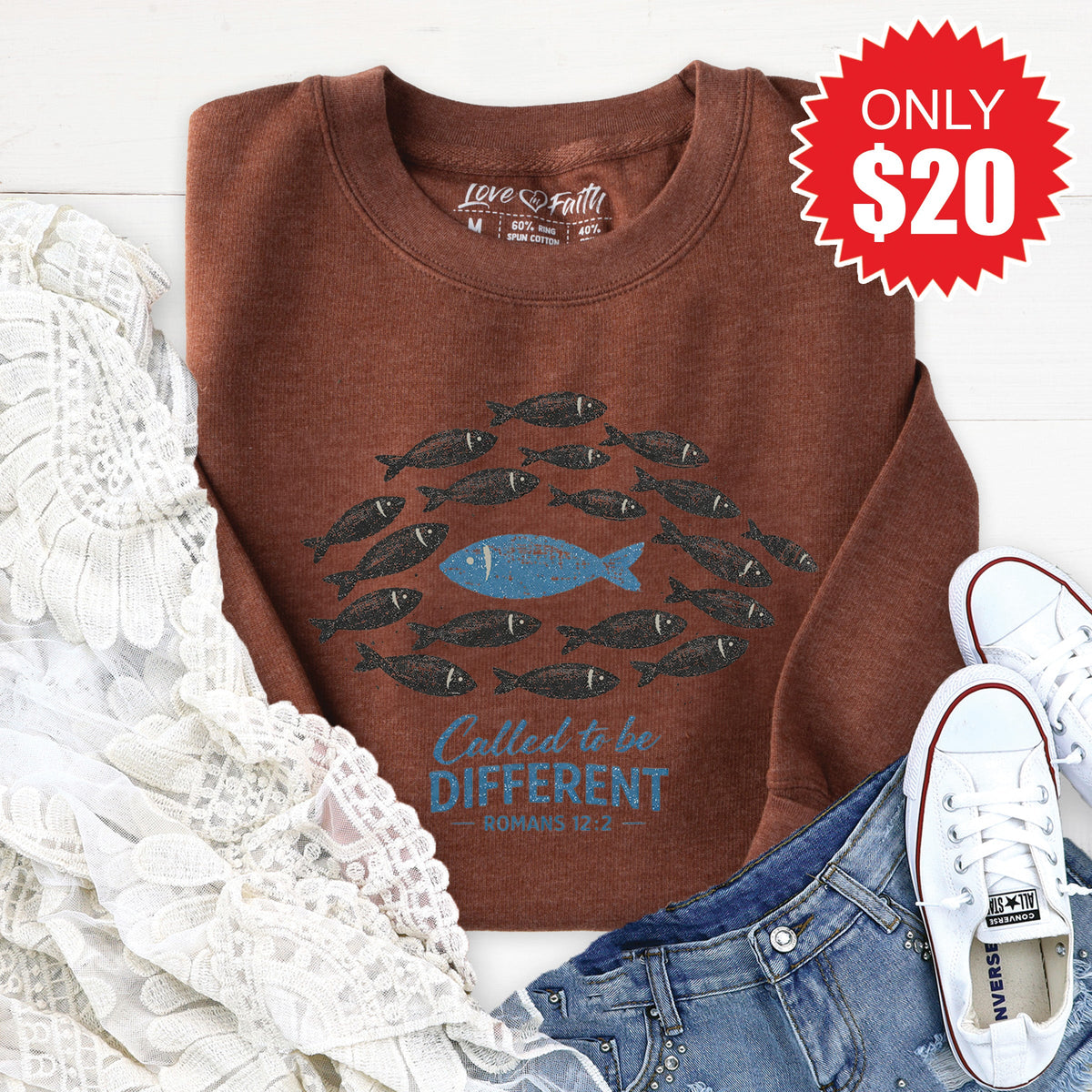 Called To Be Different Sweatshirt - Heather Brown - 20 product image 1