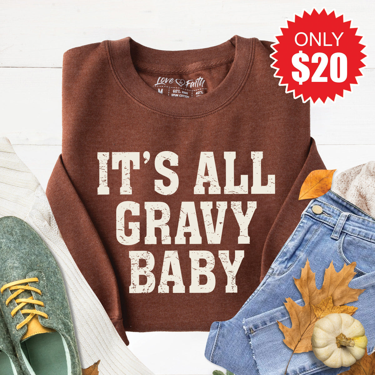 It's All Gravy Baby Sweatshirt - Heather Brown - 20 product image 1