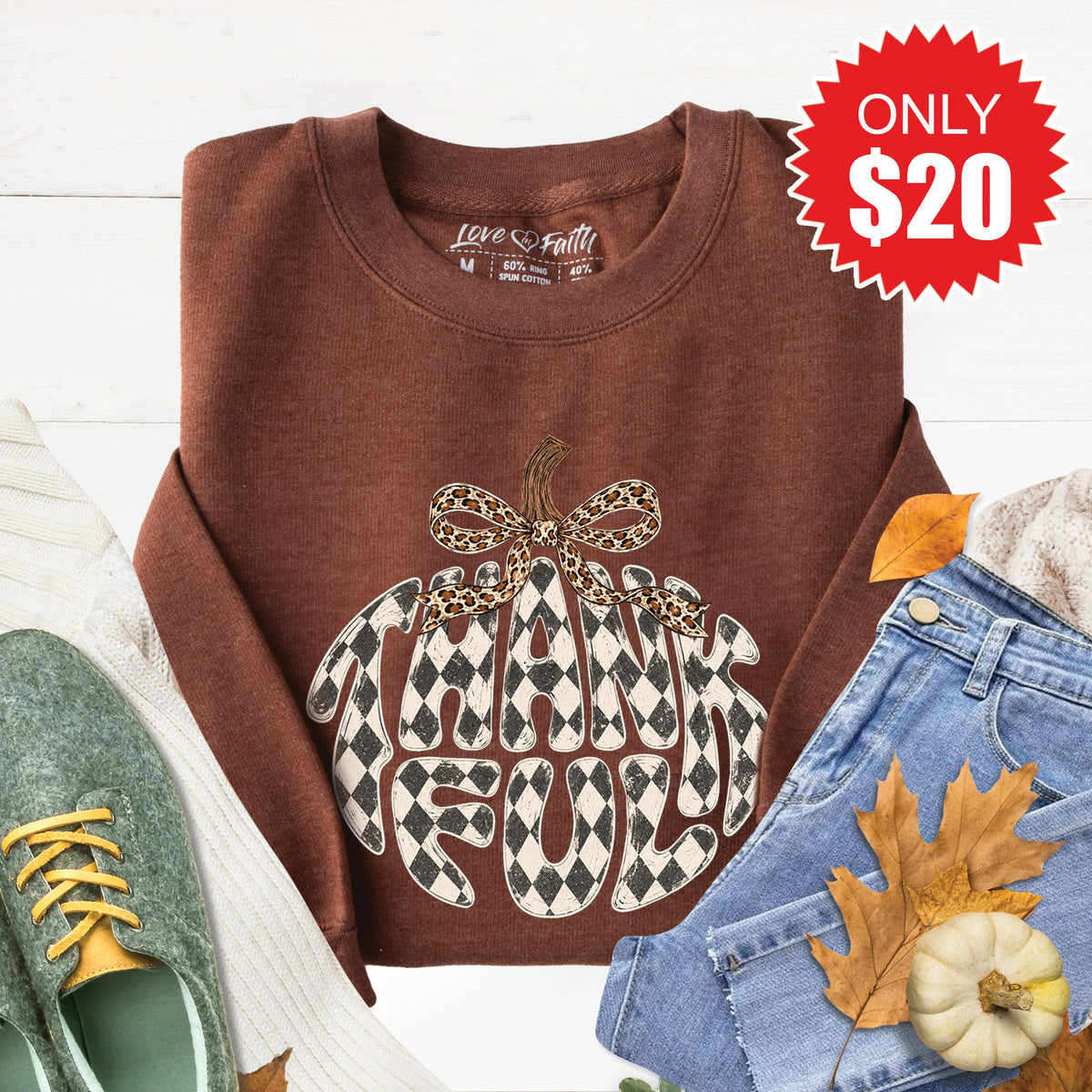 Thankful Sweatshirt - Heather Brown - 20 product image 1