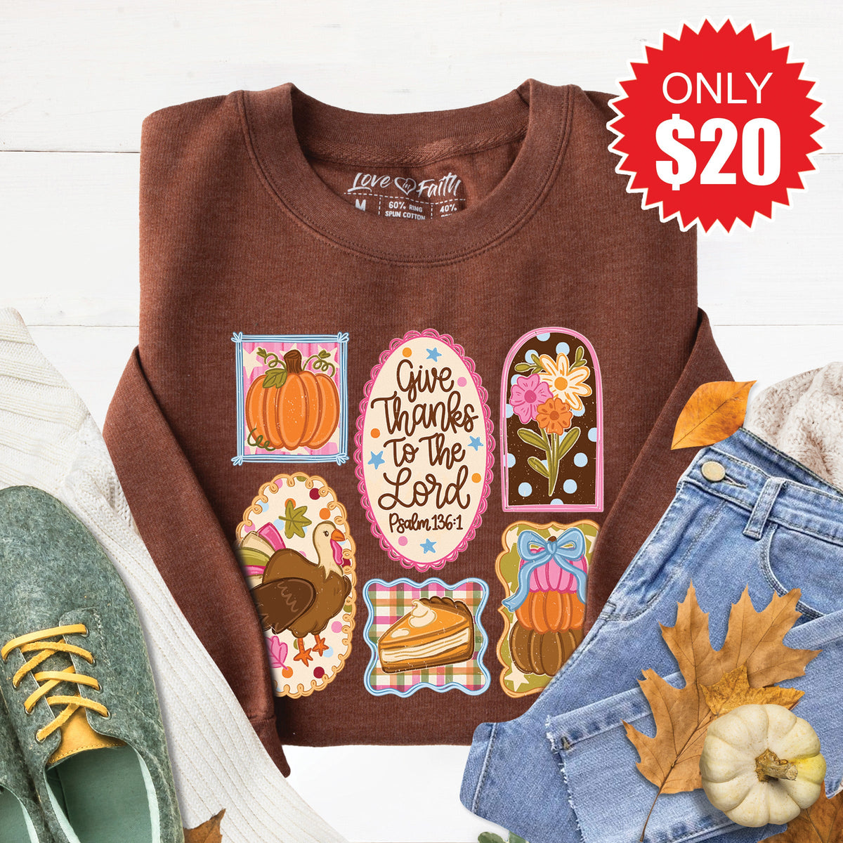 Give Thanks Sweatshirt - Heather Brown - 20 product image 1