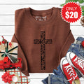 Christmas Cross Sweatshirt - Heather Brown - 20 product image 1