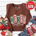 Merry Christmas Sweatshirt - Heather Brown - 20 product image 1