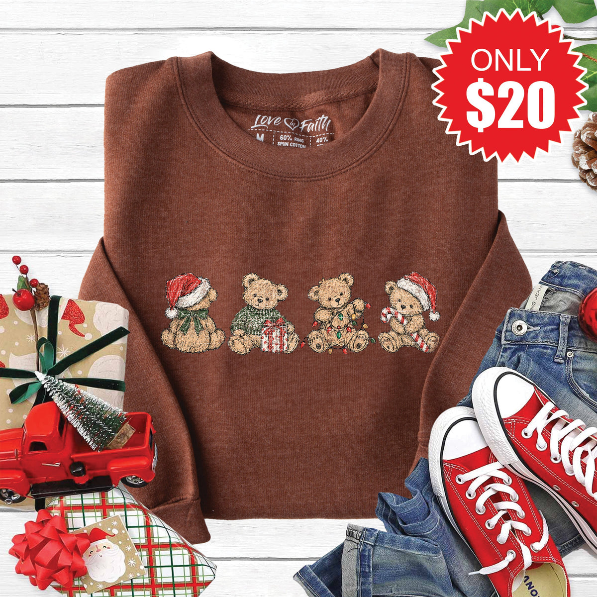 Christmas Bears Sweatshirt - Heather Brown - 20 product image 1