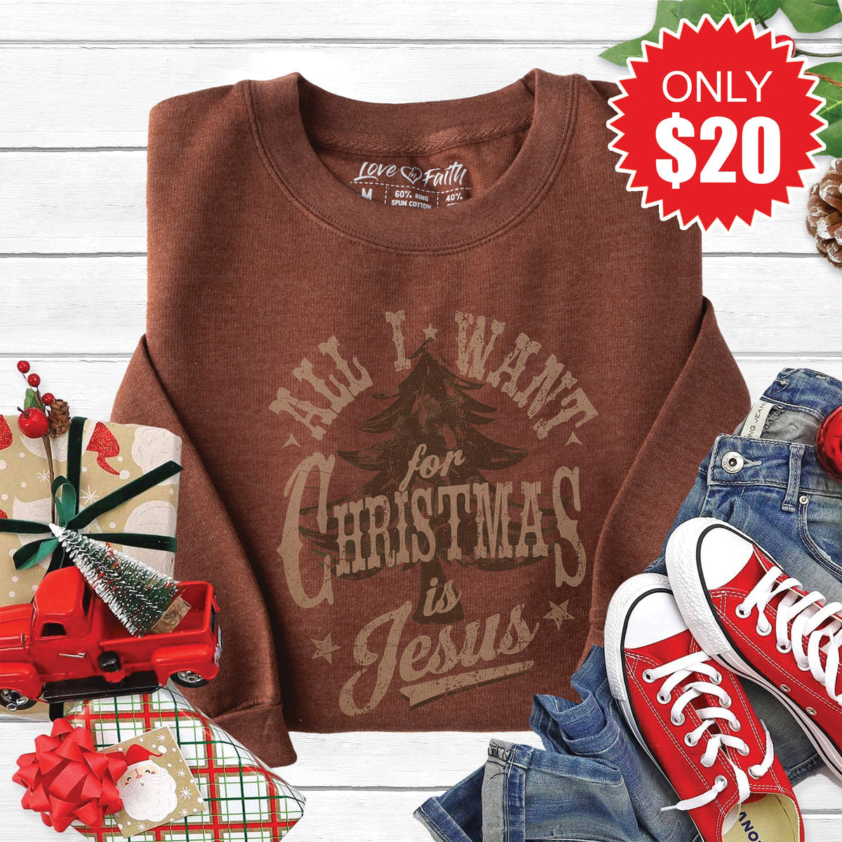 All I Want For Christmas Sweatshirt - Heather Brown - 20 product image 1