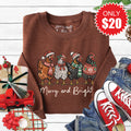 Merry and Bright Sweatshirt - Heather Brown - 20 product image 1