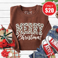 Merry Christmas Sweatshirt - Heather Brown - 20 product image 1