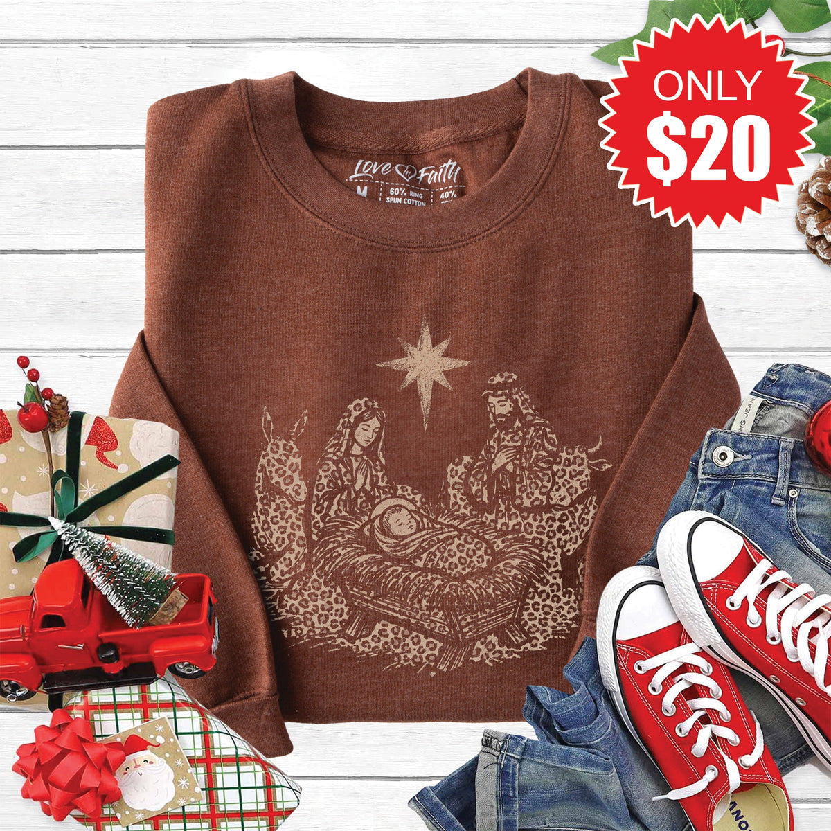 Nativity Sweatshirt - Heather Brown - 20 product image 1