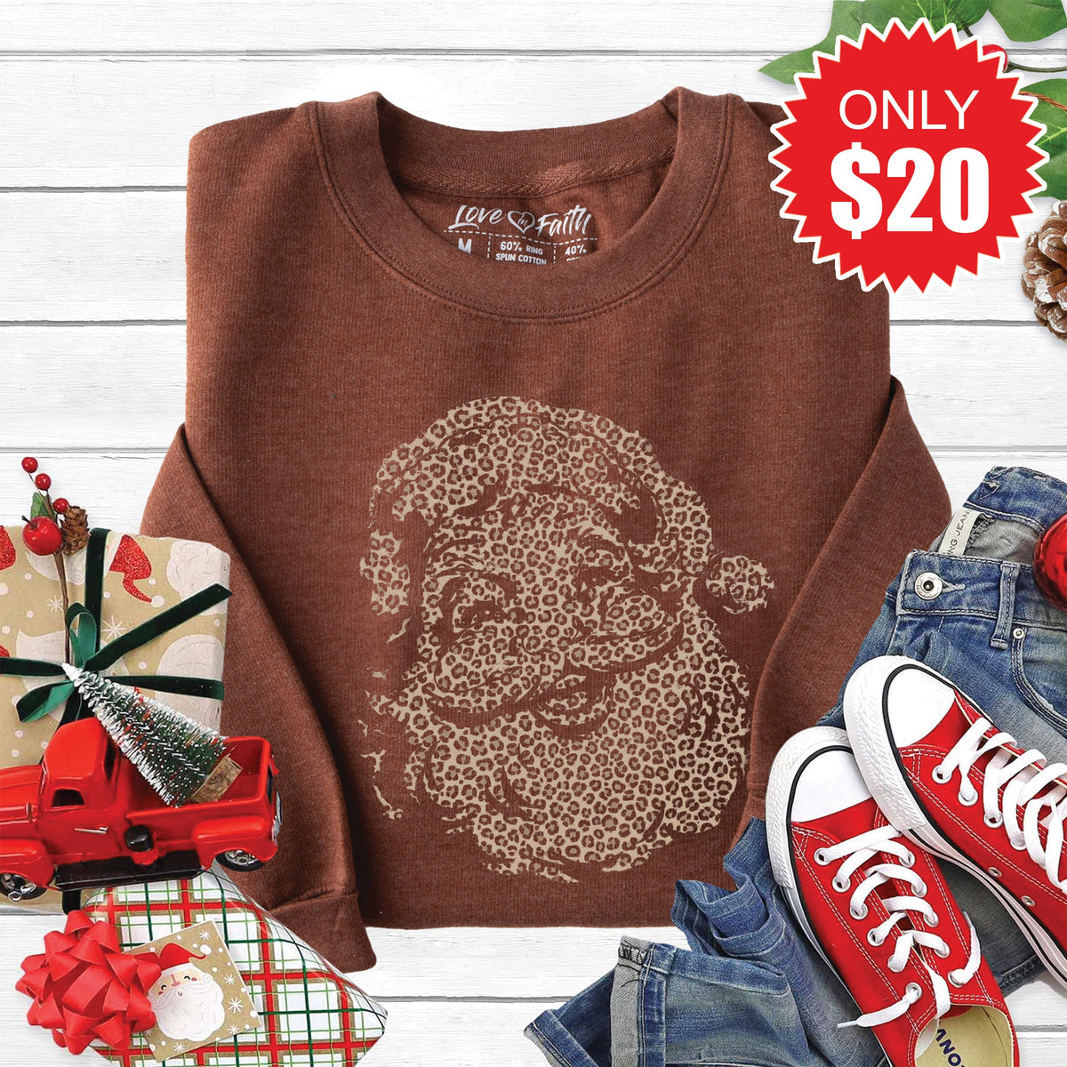 Santa Claus Sweatshirt - Heather Brown - 20 product image 1
