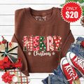 Merry Christmas Sweatshirt - Heather Brown - 20 product image 1
