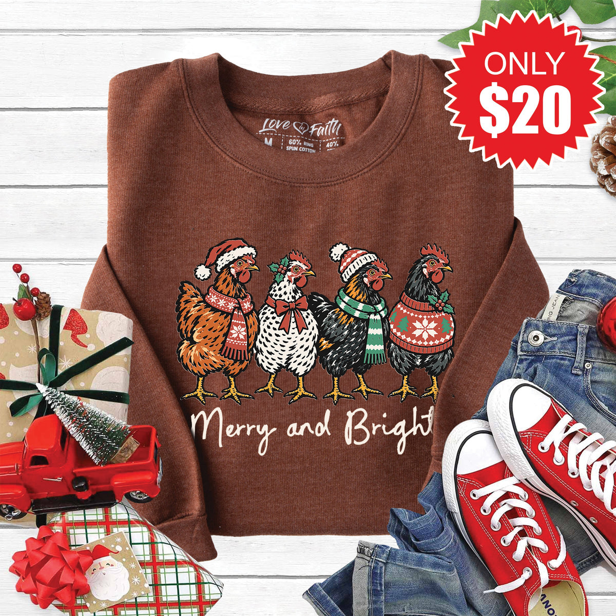 Merry and Bright Sweatshirt - Heather Brown - 20 product image 1