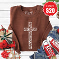 Christmas Cross Sweatshirt - Heather Brown - 20 product image 1