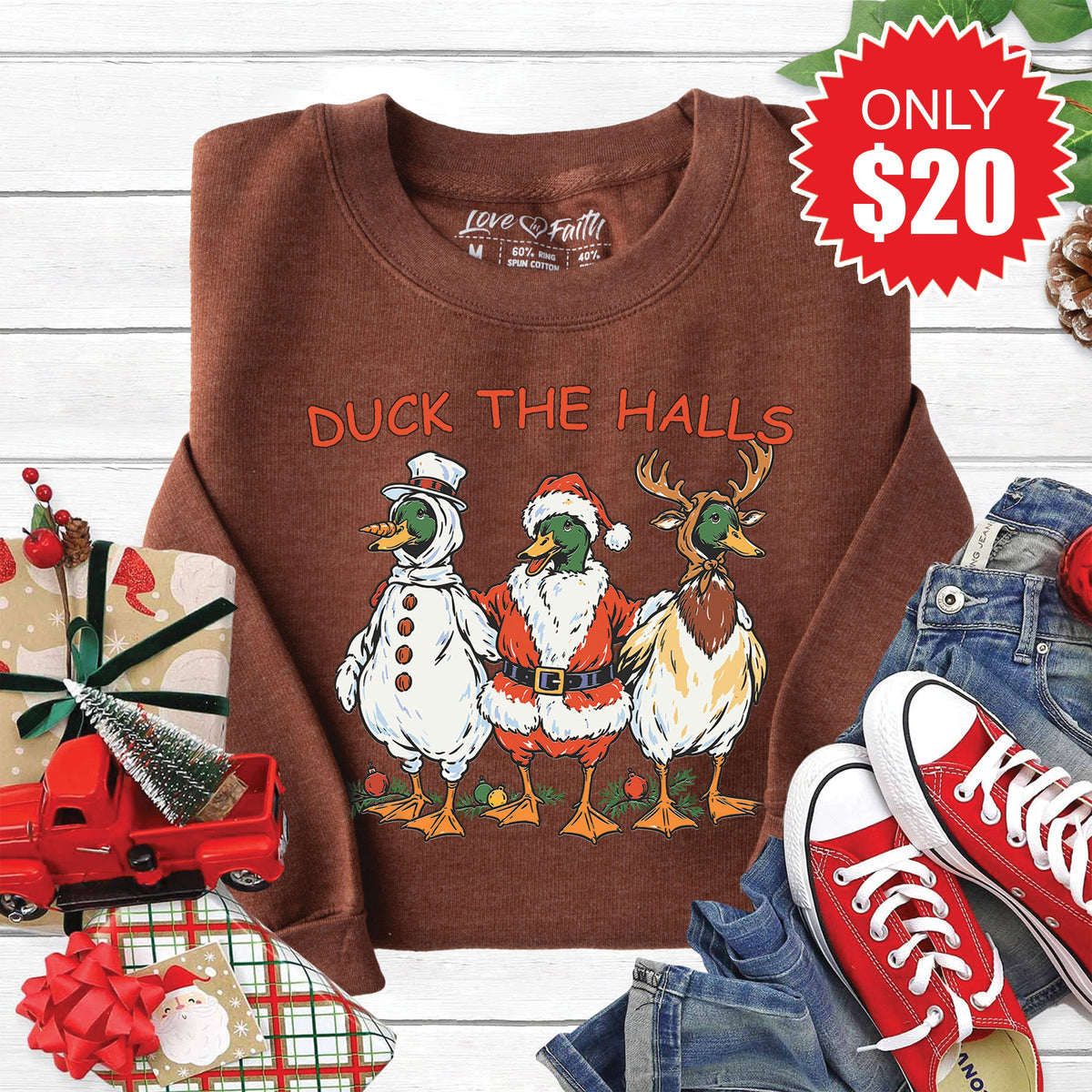Duck The Halls Sweatshirt - Heather Brown - 20 product image 1