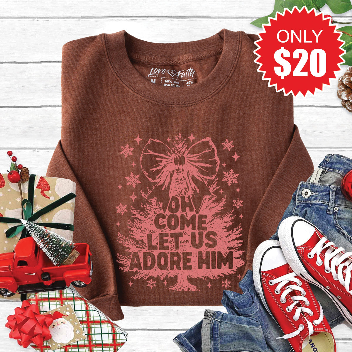Let Us Adore Him Sweatshirt - Heather Brown - 20 product image 1