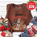 Merry Chickmas Sweatshirt - Heather Brown - 20 product image 1