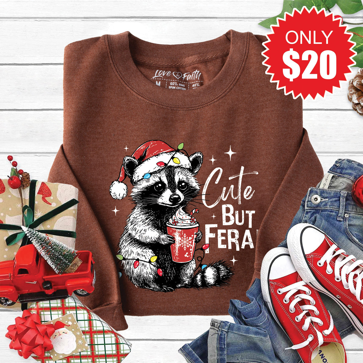 Cute But Feral Sweatshirt - Heather Brown - 20 product image 1