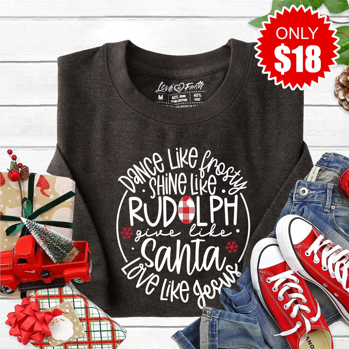 Love Like Jesus Christmas Sweatshirt - Heather Charcoal - 18 product image 1