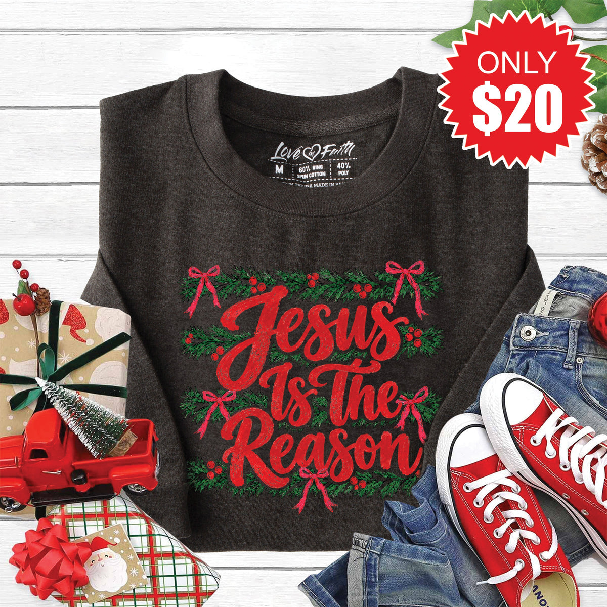 Jesus Is The Reason Sweatshirt - Heather Charcoal - 20 product image 1