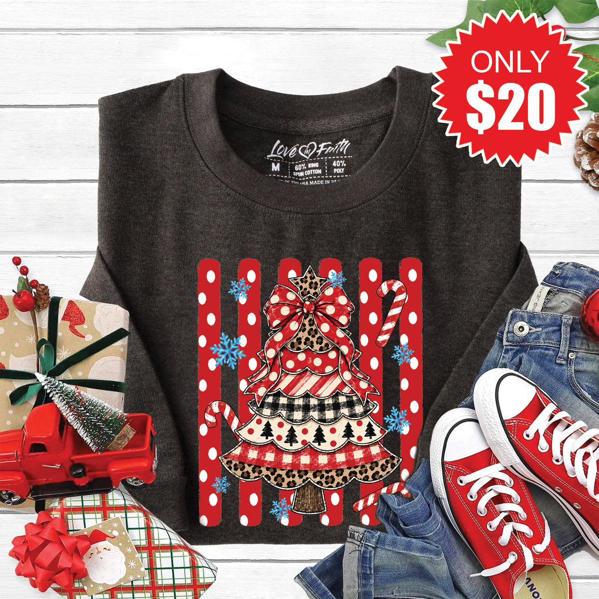 Christmas Tree Sweatshirt - Heather Charcoal - 20 product image 1