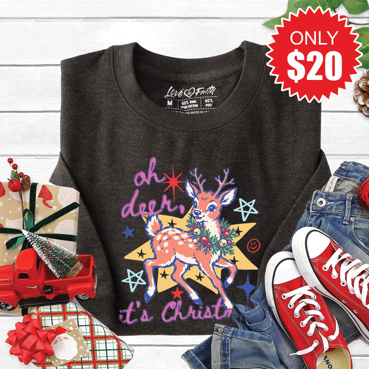 Deer, Its Christmas Sweatshirt - Heather Charcoal - 20 product image 1