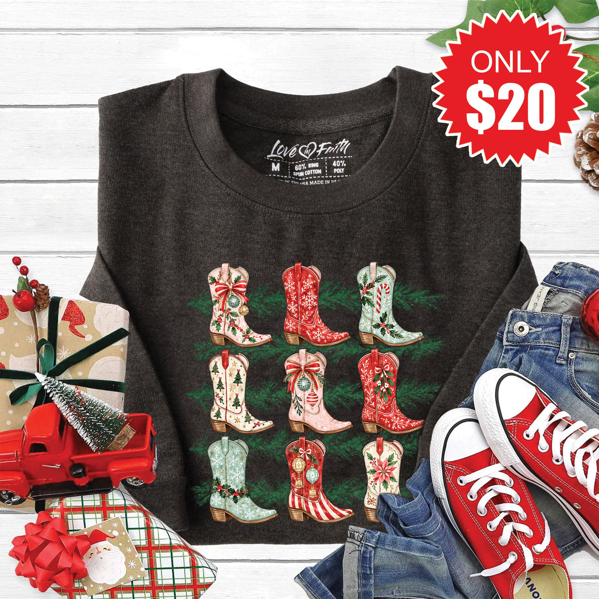 Christmas Boots Sweatshirt - Heather Charcoal - 20 product image 1