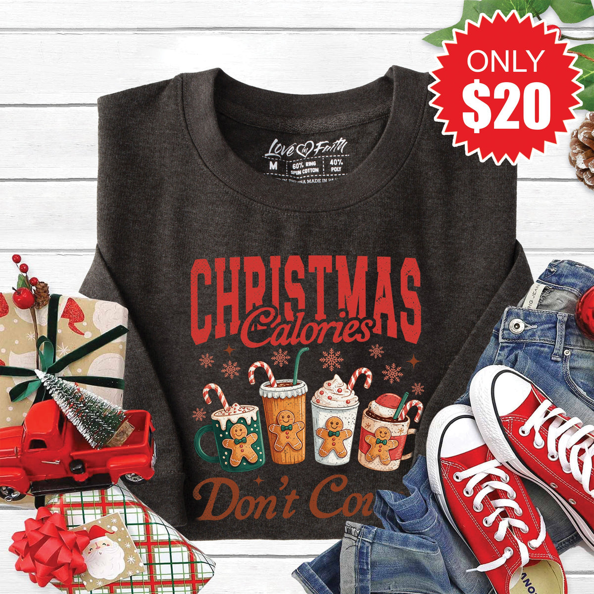 Christmas Calories Sweatshirt - Heather Charcoal - 20 product image 1