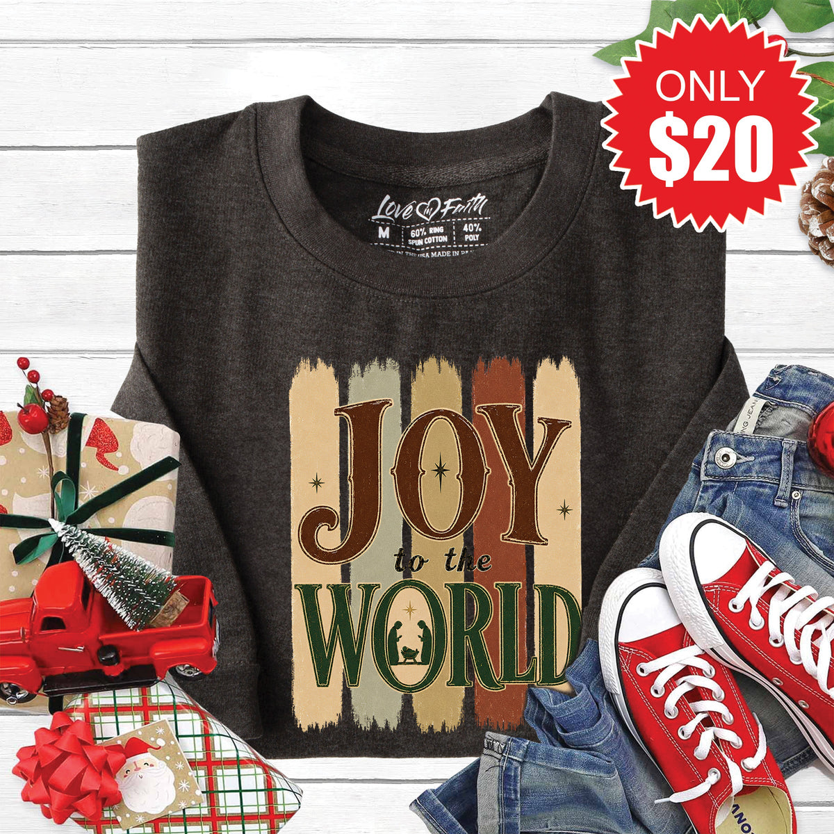 Joy To The World Sweatshirt - Heather Charcoal - 20 product image 1