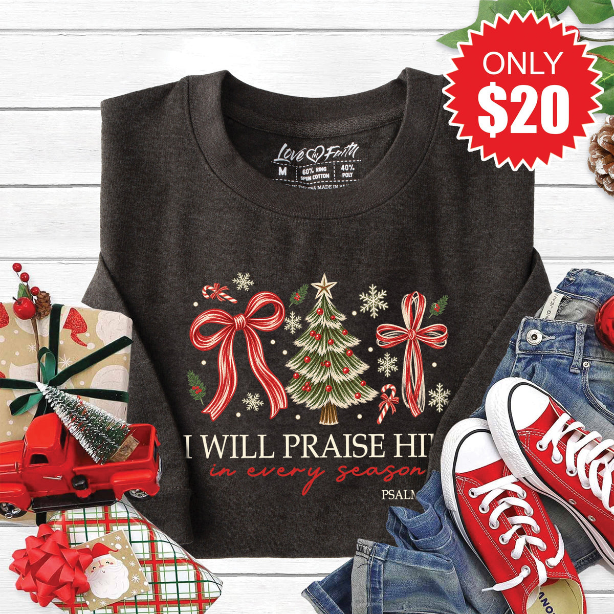 I Will Praise Him Sweatshirt - Heather Charcoal - 20 product image 1