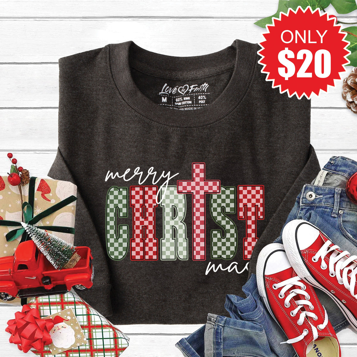 Merry Christmas Sweatshirt - Heather Charcoal - 20 product image 1
